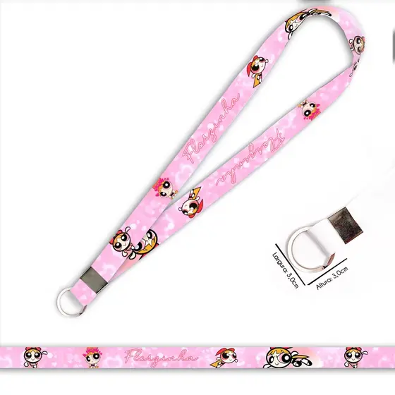 Cordão personalizado Florzinha Meninas Super Poderosas para crachá ou chaveiro com Argola