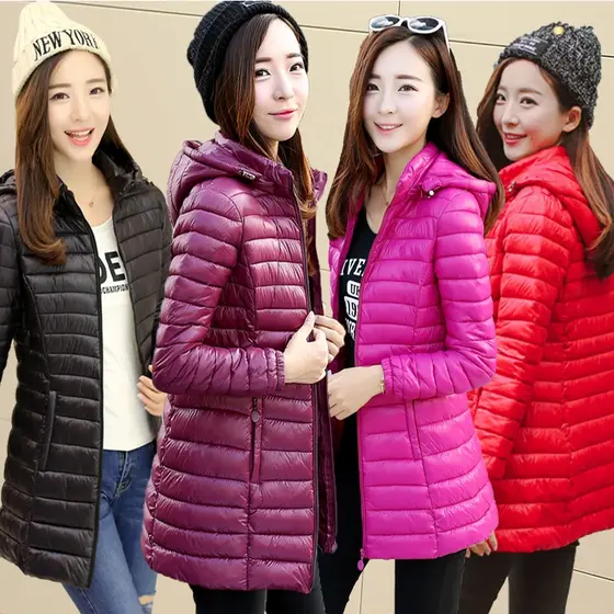 Mulheres 2023 Estilo Coreano De Bolso Fino Com Capuz De Algodão Acolchoado Casaco Longo De Inverno
