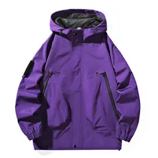 Primavera E Outono Com Capuz Solto Funcional workwear Jaquetas Zíper