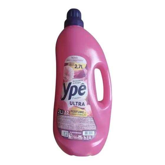 Amaciante Ypê, cor rosa, Frasco com 2 litros