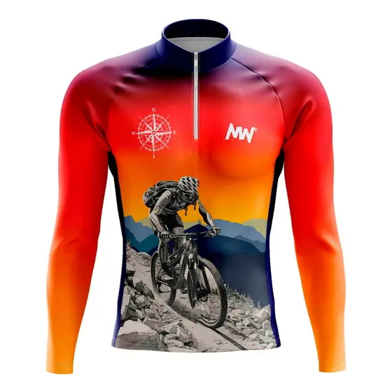 CAMISA PARA CICLISMO MTB BIKE LARANJA DEGRADÊ MASCULINA FEMININA  MANGA LONGA/MANGA CURTA