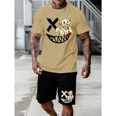 Kit Camiseta 100% Algodão + Short Tactel Masculino Ursinho Sorriso