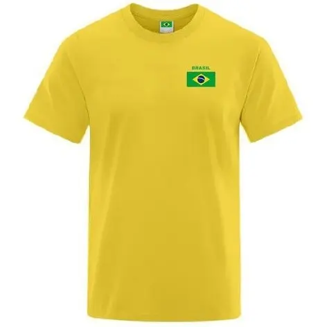 Camiseta 100% algodão bordado Bandeira Brasil Uniforme Passeio