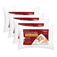 Kit 4 Travesseiros Casadinho Ortobom Microfibra Antialérgico Macio