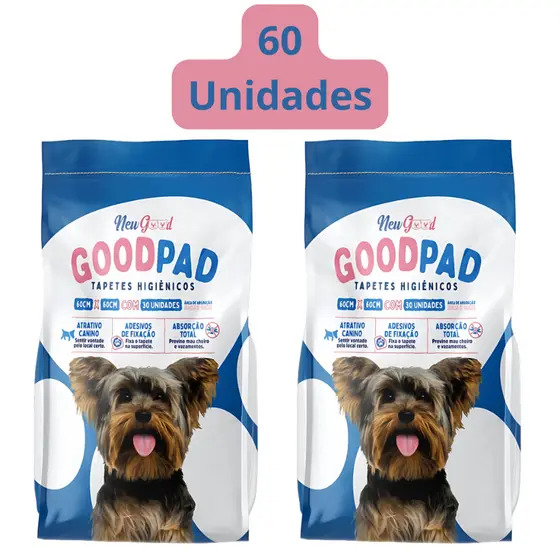 Kit 2 Tapete Higiênico Para Cães Good Pad Pet Sanitário 30un 60x60cm Total 60 unidades Alta Absorção