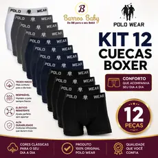 Kit 12 Cuecas Boxer Polo Wear Microfibra Sem Costura Masculinas Cueca Box Adulto Confortável Sortido