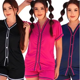 Pijama Americano com Botões e Manga , Baby Doll Blogueirinha, Pós Cirúrgico