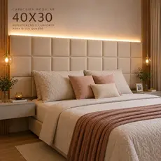 Kit Até 16 Cabeceira Modulada Adesiva Estofada de Cama Solteiro Casal Queen King - Placas de 40x30cm