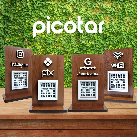 Placa Pix Pagamento QR Code Suporte Instagram Display Wifi Suporte Google Balcão Moldura de Encaixe