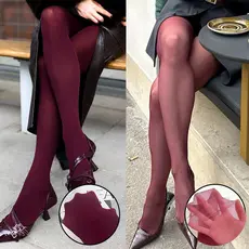 Meias Femininas Finas Meia-Calça Super Elástica Tamanho Grande Leggings Vermelho Primavera Outono Inverno