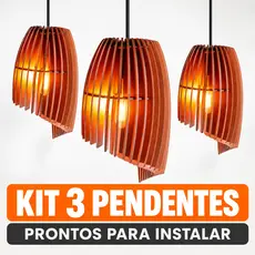 Kit com 3 Pendentes Luminárias de Teto Decoração Cozinha, Lustres Área Gourmet Churrasqueira Sala de Jantar