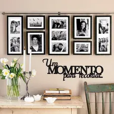 Aplique Decorativo Frase Um Momento para Recordar MDF Preto Decoração Mural de Fotos