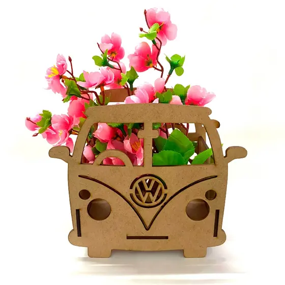 Kit Centro de Mesa Kombi Wolkswagen para Aniversários Lembrancinhas Cachepô Carro em MDF