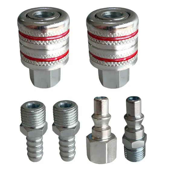 JOGO CONECTORES ENGATE RAPIDO 1/4 NPT PNEUMÁTICOS COMPRESSOR- 6PÇS