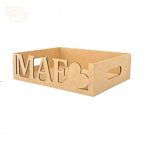 Bandeja Cesta de Presentes Dia das Mães MDF Cru Decorativa