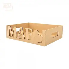 Bandeja Cesta de Presentes Dia das Mães MDF Cru Decorativa
