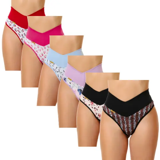 Kit 4 Calcinhas Cinta Modeladora Cós Alto Fio Dental Duplo Cintura Alta Conforto.
