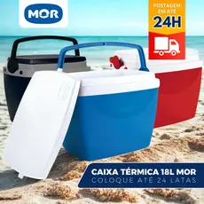 Caixa Térmica Cooler 18 Litros Suporta 24 Latas - Mor Verão Praia Piscina Lazer Várias Cores