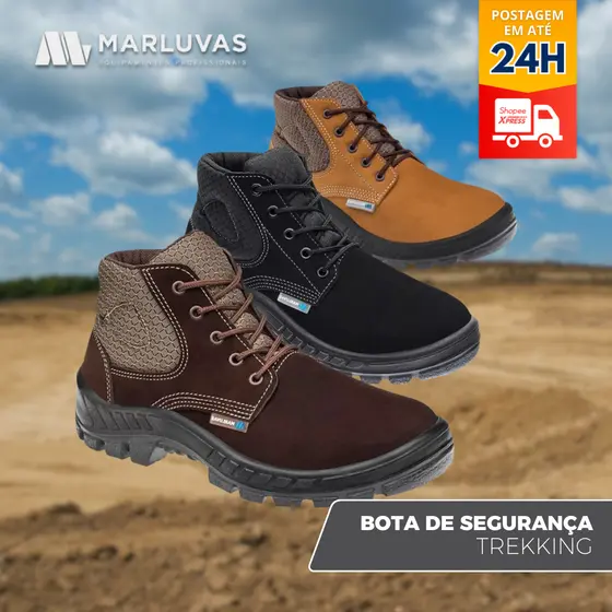Botina Segurança Bota Marluvas 50b26 Bico Pvc Nobuck Obras Epi CA 45611