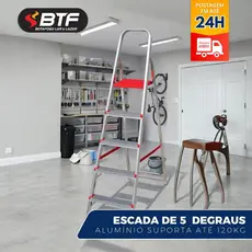 Escada Alumínio Lar Lazer 5 Degraus Botafogo