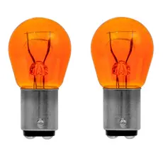 Par Lampada 2 Polos Laranja Ambar Seta Lanterna Pisca P21/5W 12V BAY15d Pino Desencontrado