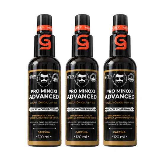 Kit 3 Tônicos Pro Minoxi Crescimento Barba E Cabelo Original 120ml