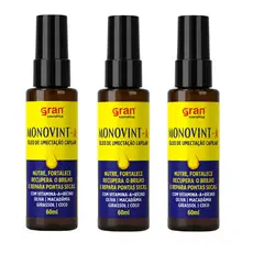 Kit 3 Unidades Óleo de Umectação Capilar Monovin A 60ml Nutrição e Fortalecimento