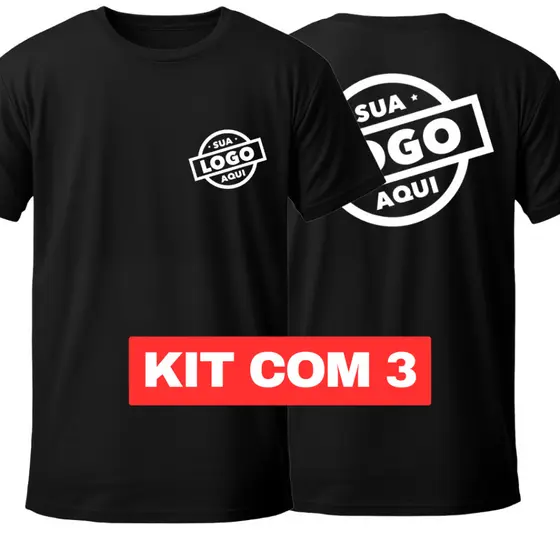 Kit 3 Camisetas Personalizadas Com Sua Logo 100% Algodão