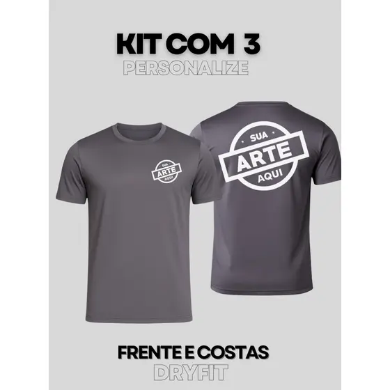 Kit 3 Camiseta Treino Personalizada Dry Fit Empresa Uniforme Logo Equipe Academia Evento Personal Sua Arte