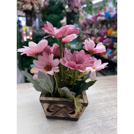 Vaso Arranjos Flor Do Campo Artificial  c /vaso, argila, musgo Ideal para decorações de mesa, banheiro