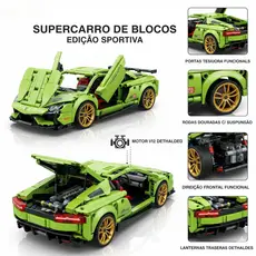 Super Carro de Corrida para Montar Bloco de Construção 2 em 1 Sem Bateria Pull Back Presente Criança