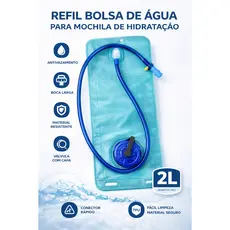 Refil Bolsa de Água 2L para Mochila de Hidratação com Mangueira e Válvula Antivazamento ciclismo trilha corrida