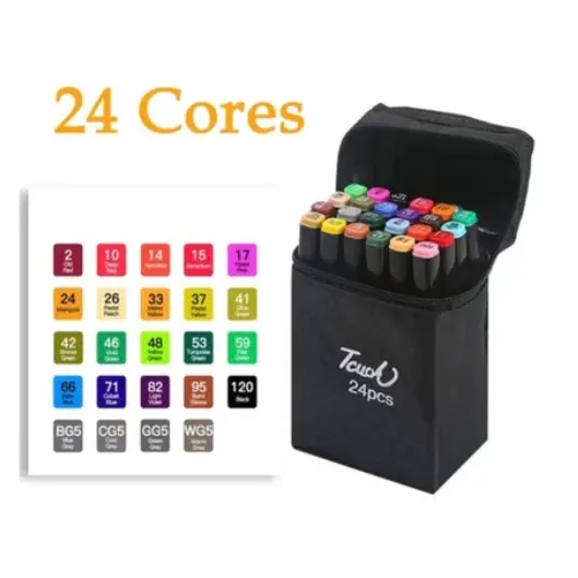 Canetinha Touch kit de 24/60 Cores Dupla Ponta para Desenho e Arte