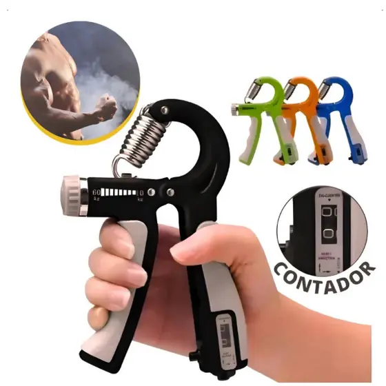 Kit 3 Hand Grip Ajustável 5kg a 60kg com Contador – Fortalecedor de Mão e Antebraço
