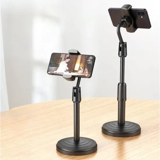 Suporte para Celular com Tripé de Mesa 360° Giratório Ajustável – Perfeito para Gravações Live Streaming
