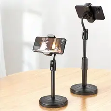 Suporte para Celular com Tripé de Mesa 360° Giratório Ajustável – Perfeito para Gravações Live Streaming