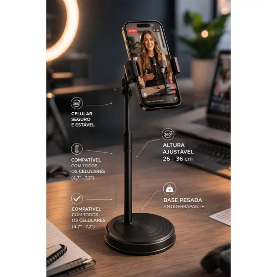 Suporte apoiador de Celular Ajustável Mesa Universal Antiderrapante Portátil