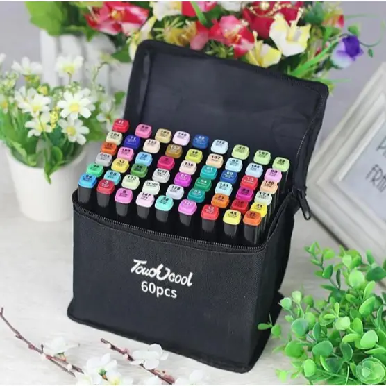Canetinhas Coloridas 24/60 Cores Ponta Dupla – Perfeitas para Arte, Estudo e Criatividade