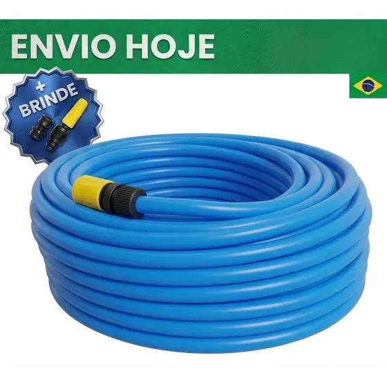 Mangueira de Jardim 7/16" Reforçada Alta Resistencia Lisa Flexivel Não Dobra Cor Azul Nao Resseca Otima Para Casa Jardim