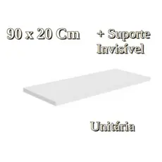 1 Prateleira Lisa Mdf 15mm Branco 90x20 cm Com Suporte Invisível e Bucha
