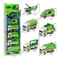 Carrinhos Caminhão Lixo Coleta Reciclagem Miniatura 6 und