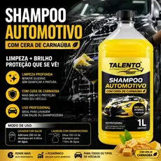 Shampoo Automotivo com Cera de Carnaúba 1L Talento Brilho Proteção Lava Carros Concentrado