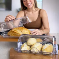 Porta Pão Luxo Cristal Acrílico Premium - Pão de Forma Transparente, Personalizada, Café Mesa Posta