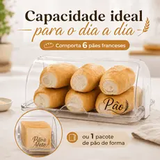 Porta Pão Acrílico Tampa Articulável Basculante Personalizado Cristal