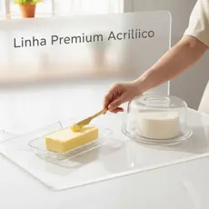 PORTA QUEIJO E PORTA MANTEIGUEIRA PREMIUM CRISTAL ACRILICO TRANSPARENTE OU FUMÊ