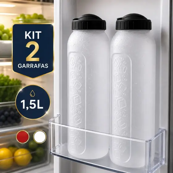 2 Jarras Garrafas de Agua Geladeira 1,5L Suco com Tampa Higienica