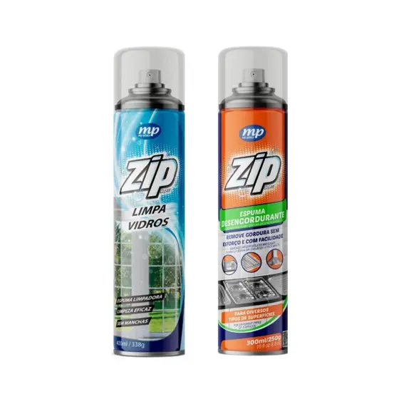 Limpa Vidros + Espuma Desengordurante Zip Limpeza Completa