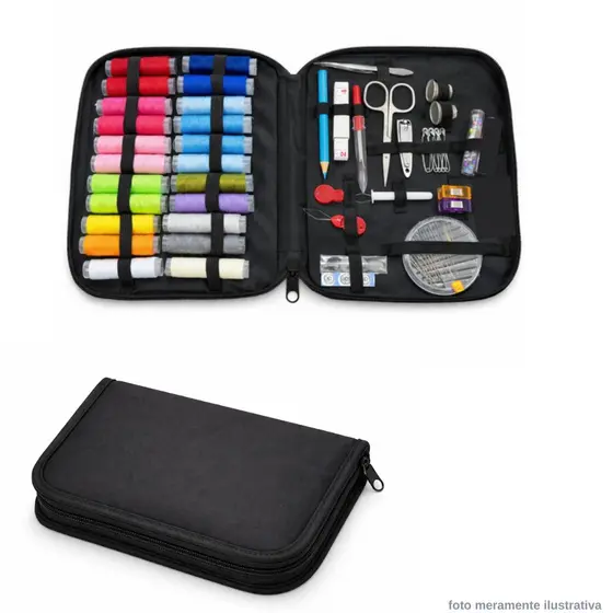 Kit Costura Completo Portátil 90 Peças Estojo Com Linhas Coloridas Agulhas Tesoura e Acessórios