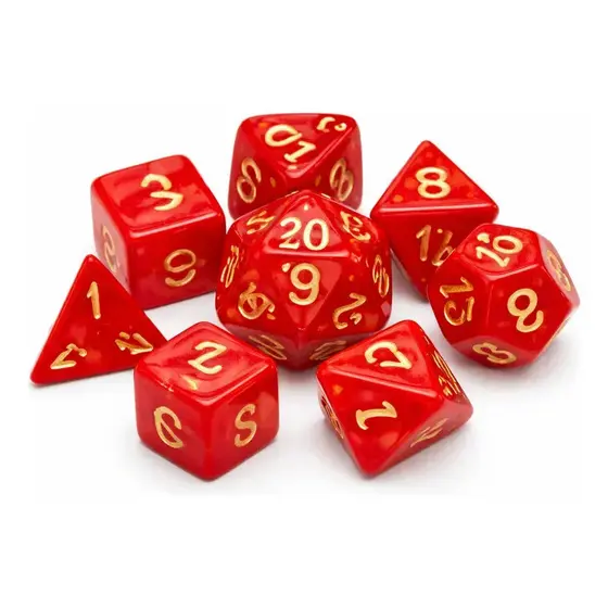 Dados De Rpg Vermelho E Dourado Kit Poliédrico Rpg De Mesa Vermelho E Dourado