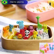 Garfinho Palitos Para Fruta Petiscos Lancheira Animais Infantil (KIT 10 GARFOS)